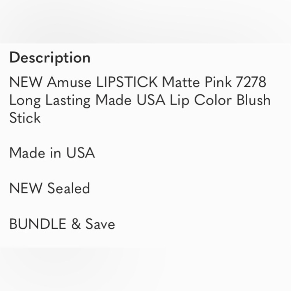 Amuse Lipstick Blush Stick Matte - Vibrant Magenta Pink - NEW - Shade 7278 - Picture 4 of 4